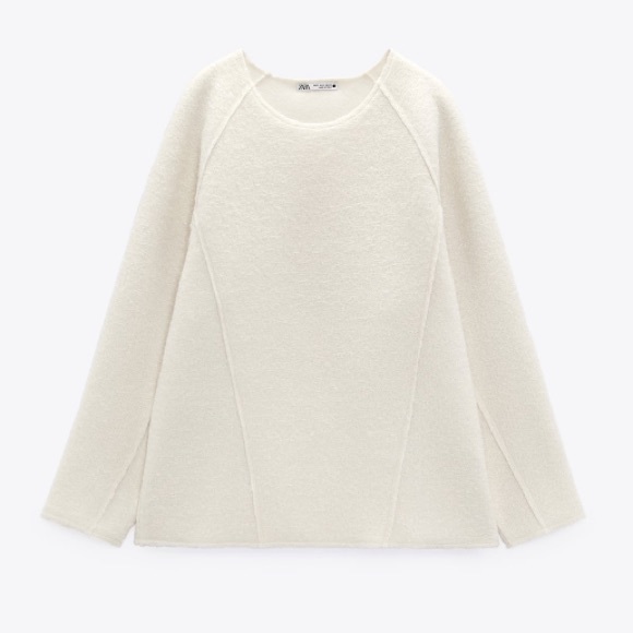 Zara Round Neck Long Sleeve Oversized Bouclé Sweatshirt Sz:S - Picture 1 of 10